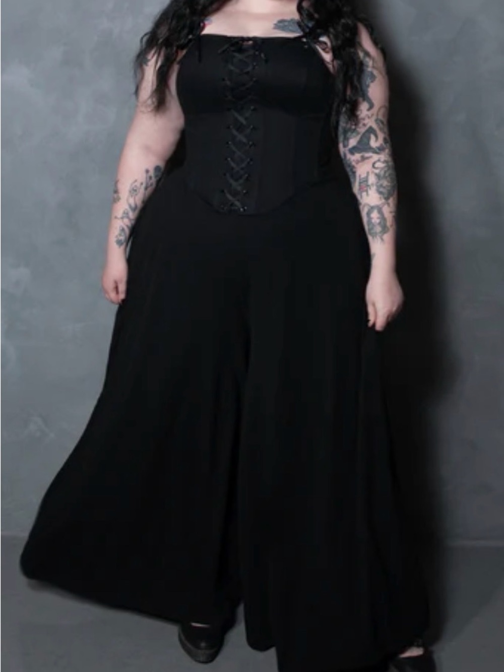 Black Widow Palazzo Pants in Black